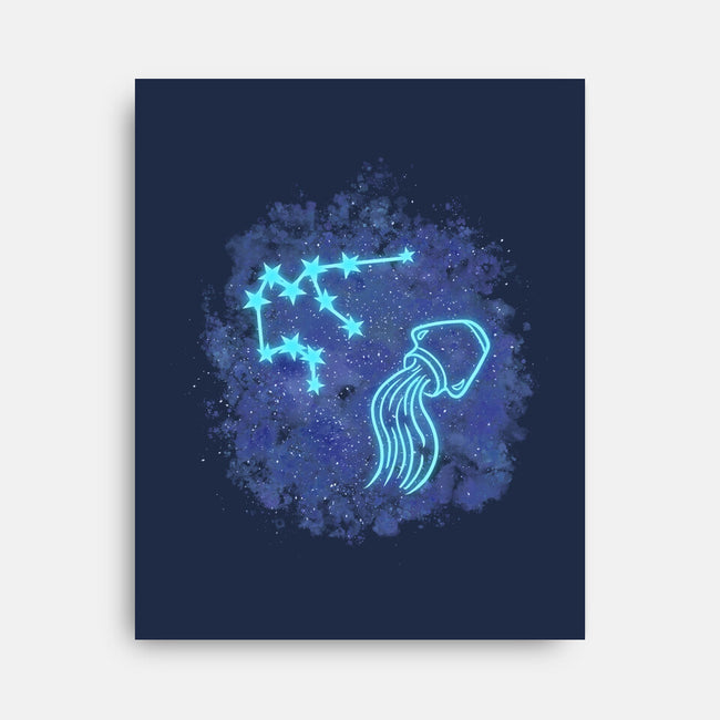 Aquarius Neon Constellation-None-Stretched-Canvas-nickzzarto