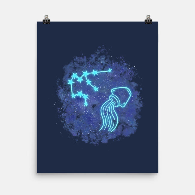 Aquarius Neon Constellation-None-Matte-Poster-nickzzarto