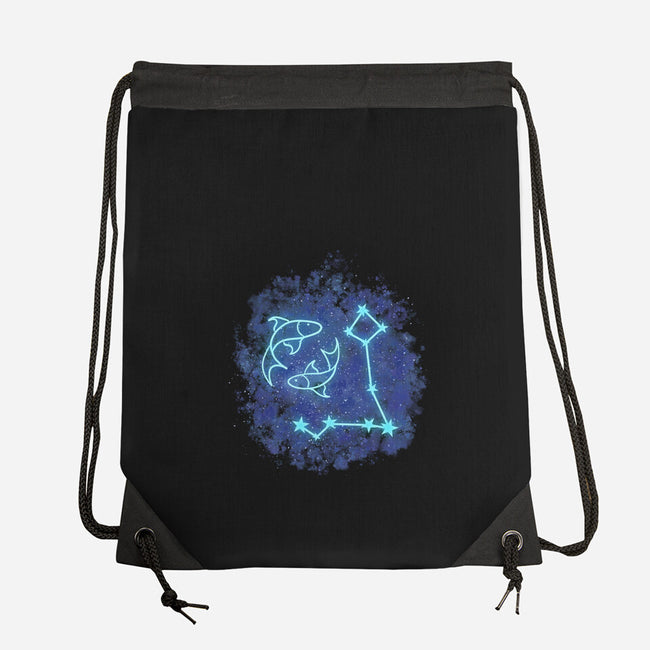 Pisces Neon Constellation-None-Drawstring-Bag-nickzzarto