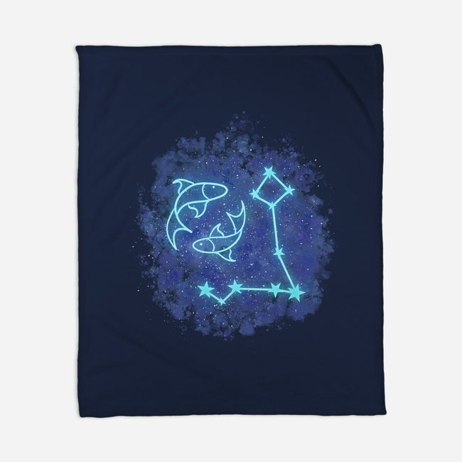 Pisces Neon Constellation-None-Fleece-Blanket-nickzzarto