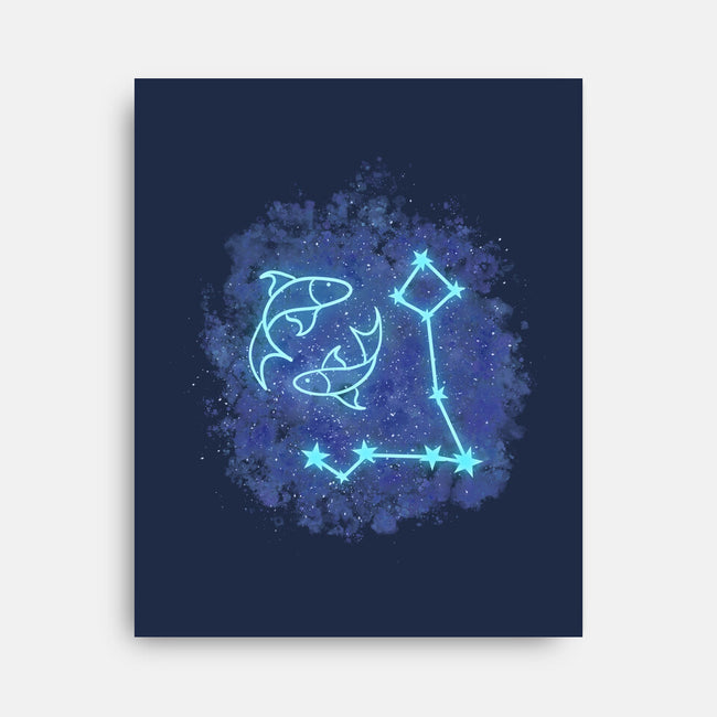 Pisces Neon Constellation-None-Stretched-Canvas-nickzzarto