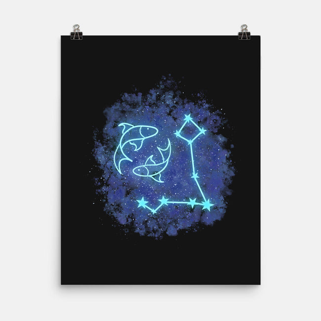 Pisces Neon Constellation-None-Matte-Poster-nickzzarto