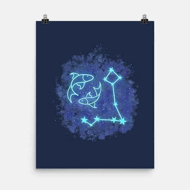 Pisces Neon Constellation-None-Matte-Poster-nickzzarto