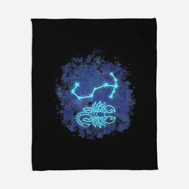 Scorpio Neon Constellation-None-Fleece-Blanket-nickzzarto