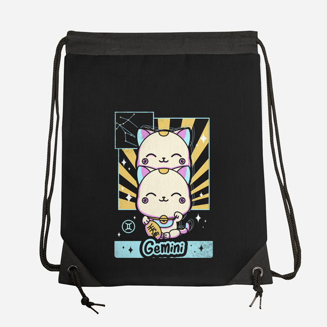 Kawaii Zodiac Gemini-None-Drawstring-Bag-Donnie