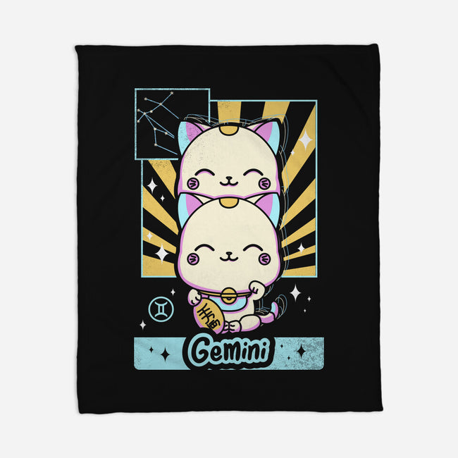 Kawaii Zodiac Gemini-None-Fleece-Blanket-Donnie