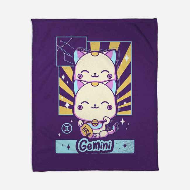 Kawaii Zodiac Gemini-None-Fleece-Blanket-Donnie