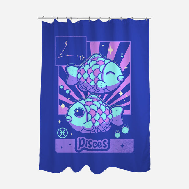 Kawaii Zodiac Pisces-None-Polyester-Shower Curtain-Donnie