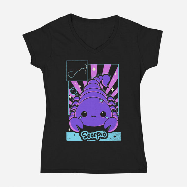 Kawaii Zodiac Scorpio-Womens-V-Neck-Tee-Donnie