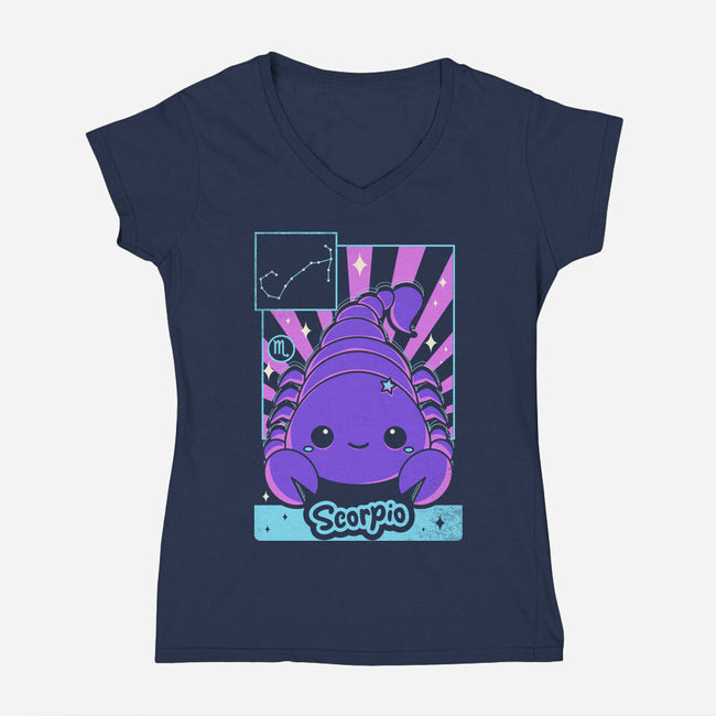 Kawaii Zodiac Scorpio-Womens-V-Neck-Tee-Donnie
