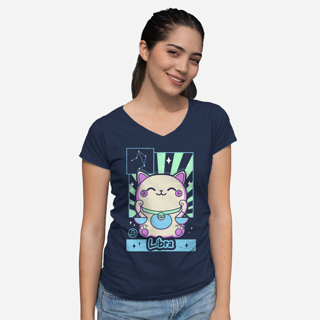 Kawaii Zodiac Libra-Womens-V-Neck-Tee-Donnie