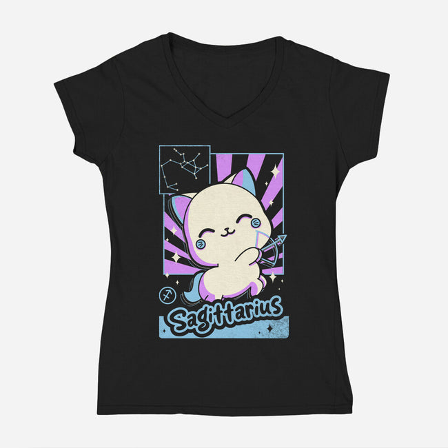 Kawaii Zodiac Sagittarius-Womens-V-Neck-Tee-Donnie