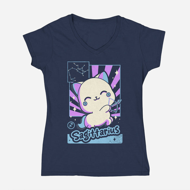Kawaii Zodiac Sagittarius-Womens-V-Neck-Tee-Donnie