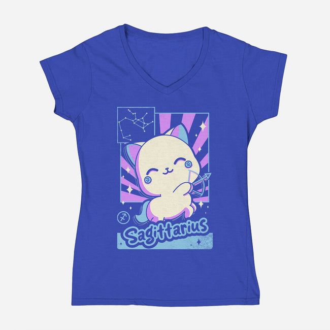 Kawaii Zodiac Sagittarius-Womens-V-Neck-Tee-Donnie