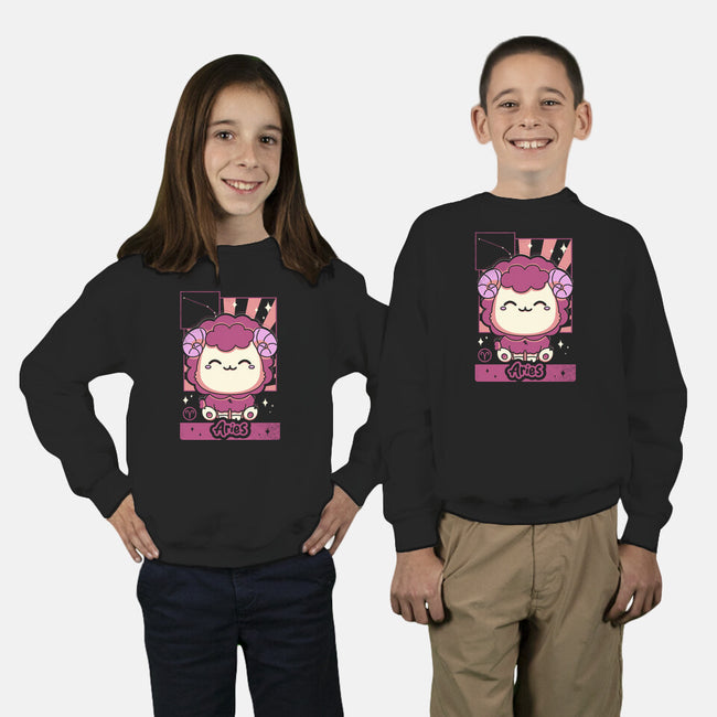 Kawaii Zodiac Aries-Youth-Crew Neck-Sweatshirt-Donnie