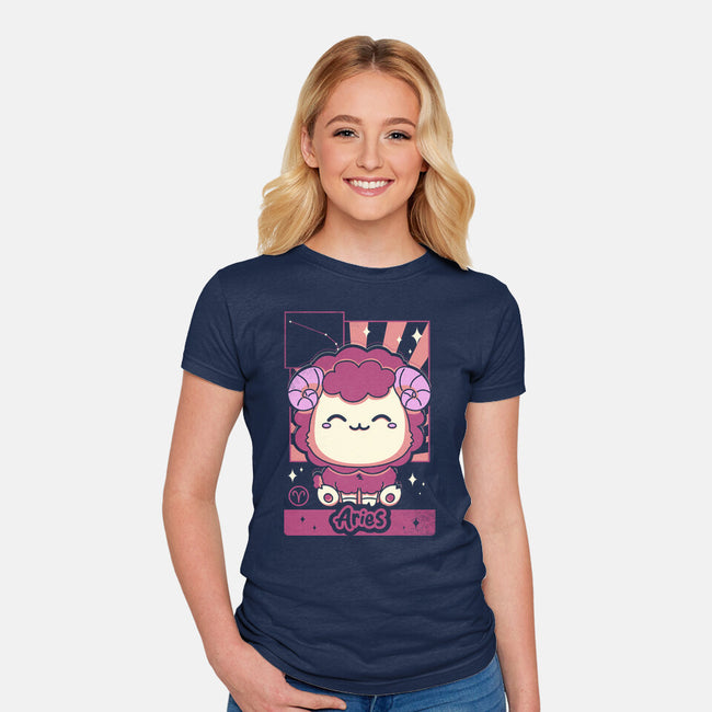 Kawaii Zodiac Aries-Womens-Fitted-Tee-Donnie