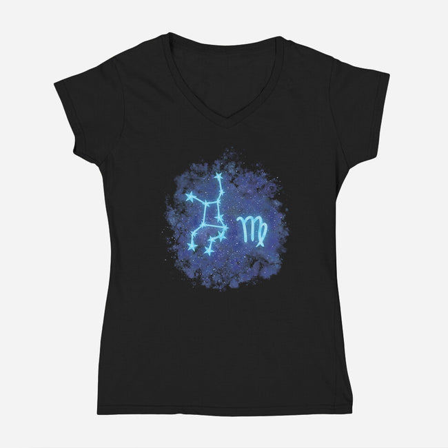 Virgo Neon Constellation-Womens-V-Neck-Tee-nickzzarto
