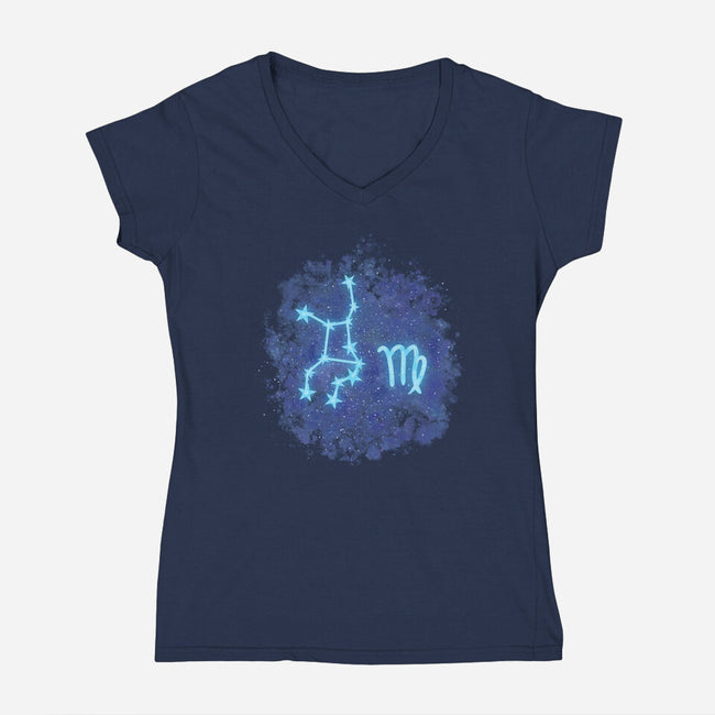 Virgo Neon Constellation-Womens-V-Neck-Tee-nickzzarto