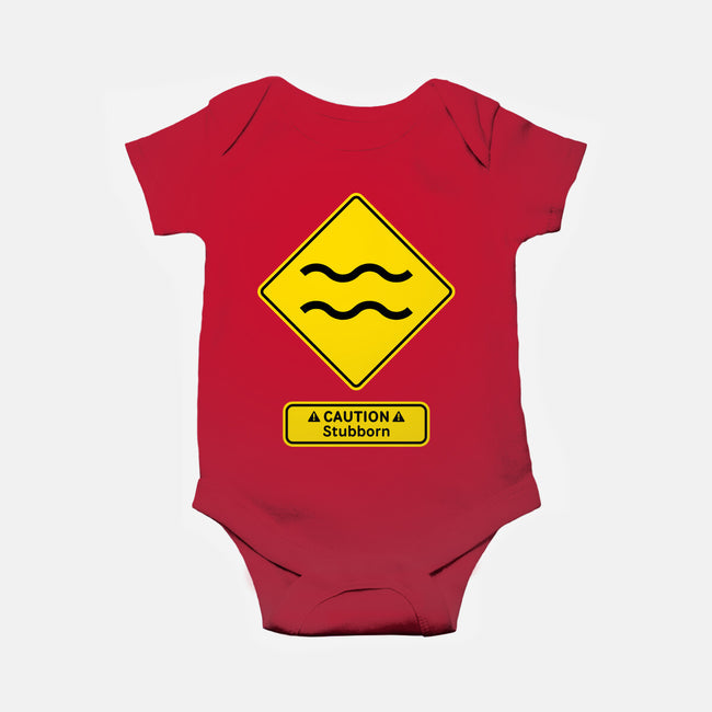 Caution Stubborn-Baby-Basic-Onesie-imisko