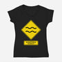 Caution Stubborn-Womens-V-Neck-Tee-imisko