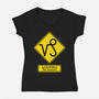 Caution Too Content-Womens-V-Neck-Tee-imisko