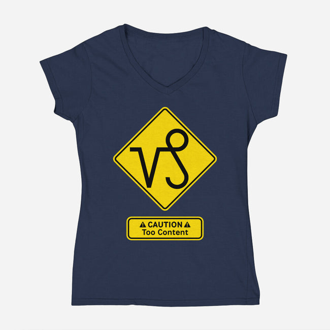 Caution Too Content-Womens-V-Neck-Tee-imisko