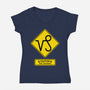 Caution Too Content-Womens-V-Neck-Tee-imisko