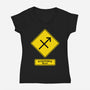 Caution Blunt-Womens-V-Neck-Tee-imisko