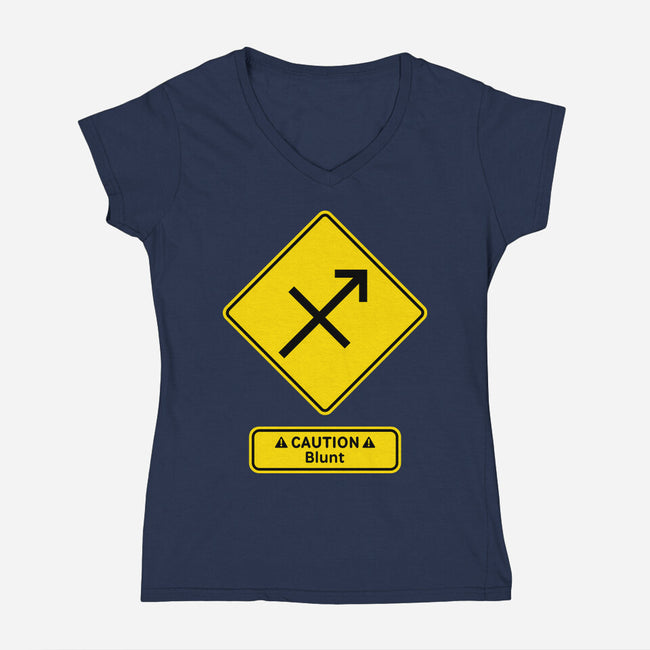Caution Blunt-Womens-V-Neck-Tee-imisko