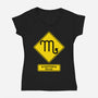Caution Moody-Womens-V-Neck-Tee-imisko