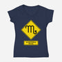 Caution Moody-Womens-V-Neck-Tee-imisko