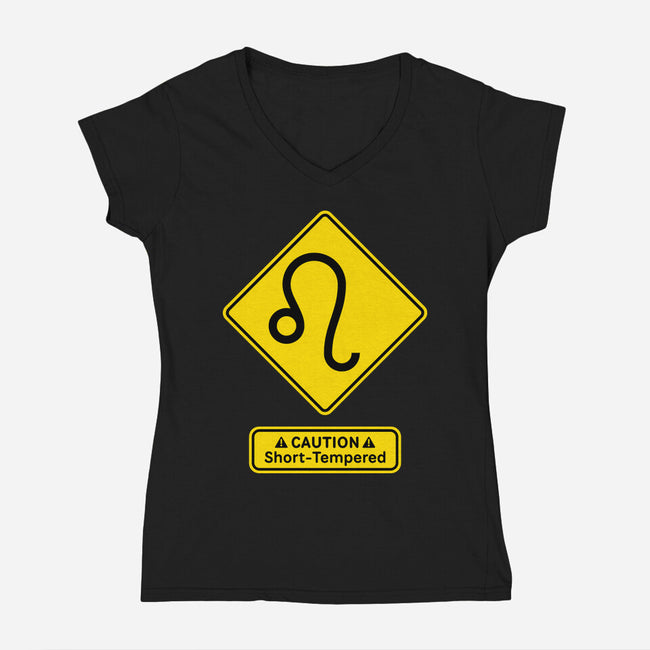Caution Short-Tempered-Womens-V-Neck-Tee-imisko
