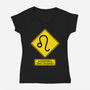 Caution Short-Tempered-Womens-V-Neck-Tee-imisko