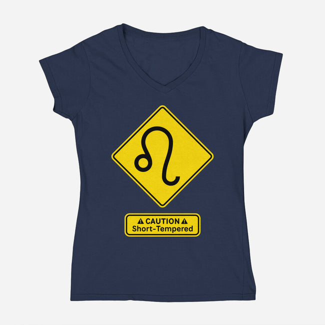 Caution Short-Tempered-Womens-V-Neck-Tee-imisko