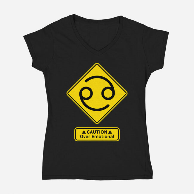 Caution Over Emotional-Womens-V-Neck-Tee-imisko