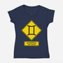 Caution Two-Faced-Womens-V-Neck-Tee-imisko