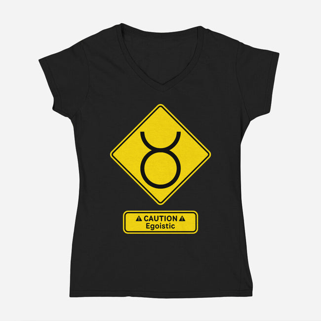 Caution Egoistic-Womens-V-Neck-Tee-imisko