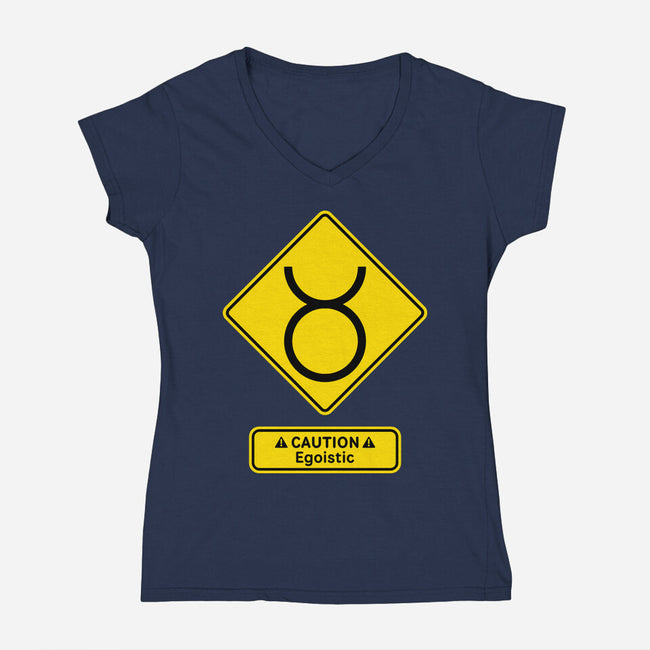 Caution Egoistic-Womens-V-Neck-Tee-imisko