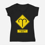 Caution Bossy-Womens-V-Neck-Tee-imisko