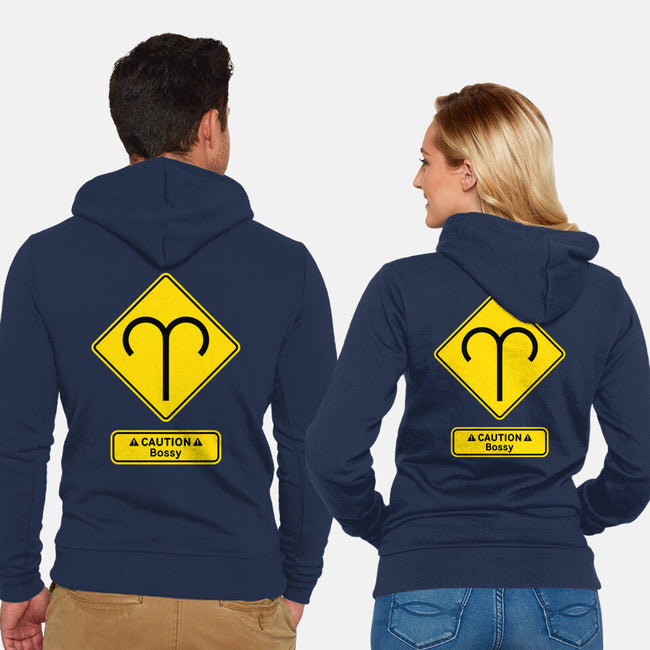 Caution Bossy-Unisex-Zip-Up-Sweatshirt-imisko