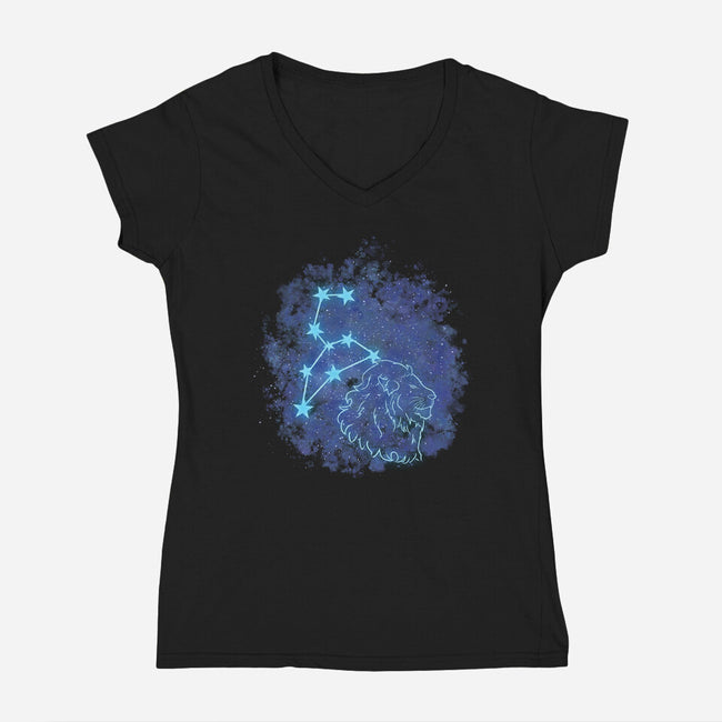Leo Neon Constellation-Womens-V-Neck-Tee-nickzzarto