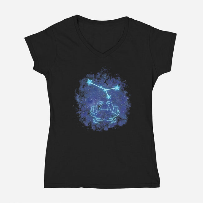 Cancer Neon Constellation-Womens-V-Neck-Tee-nickzzarto
