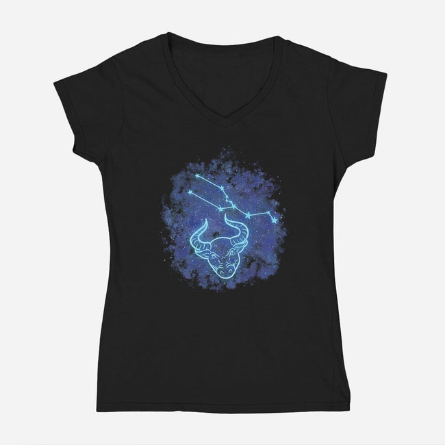 Taurus Constellation-Womens-V-Neck-Tee-nickzzarto