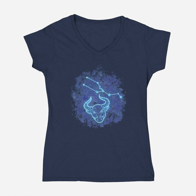 Taurus Constellation-Womens-V-Neck-Tee-nickzzarto