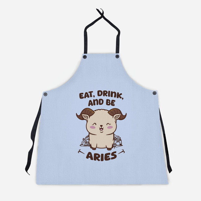 Eat Drink And Be Aries-Unisex-Kitchen-Apron-WatershipBound