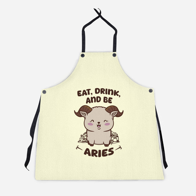 Eat Drink And Be Aries-Unisex-Kitchen-Apron-WatershipBound