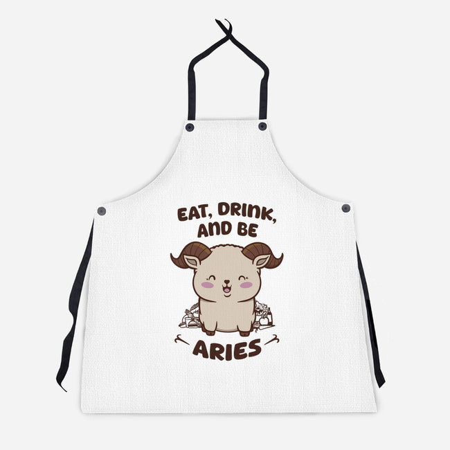 Eat Drink And Be Aries-Unisex-Kitchen-Apron-WatershipBound