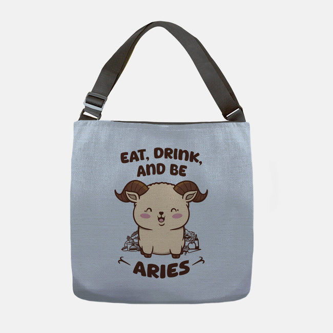 Eat Drink And Be Aries-None-Adjustable Tote-Bag-WatershipBound