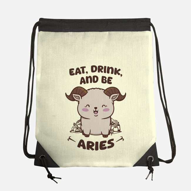 Eat Drink And Be Aries-None-Drawstring-Bag-WatershipBound