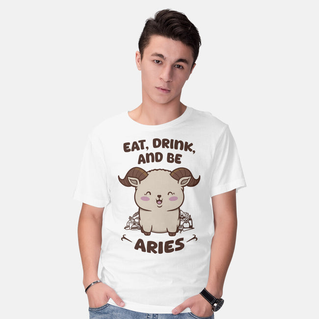 Eat Drink And Be Aries-Mens-Basic-Tee-WatershipBound